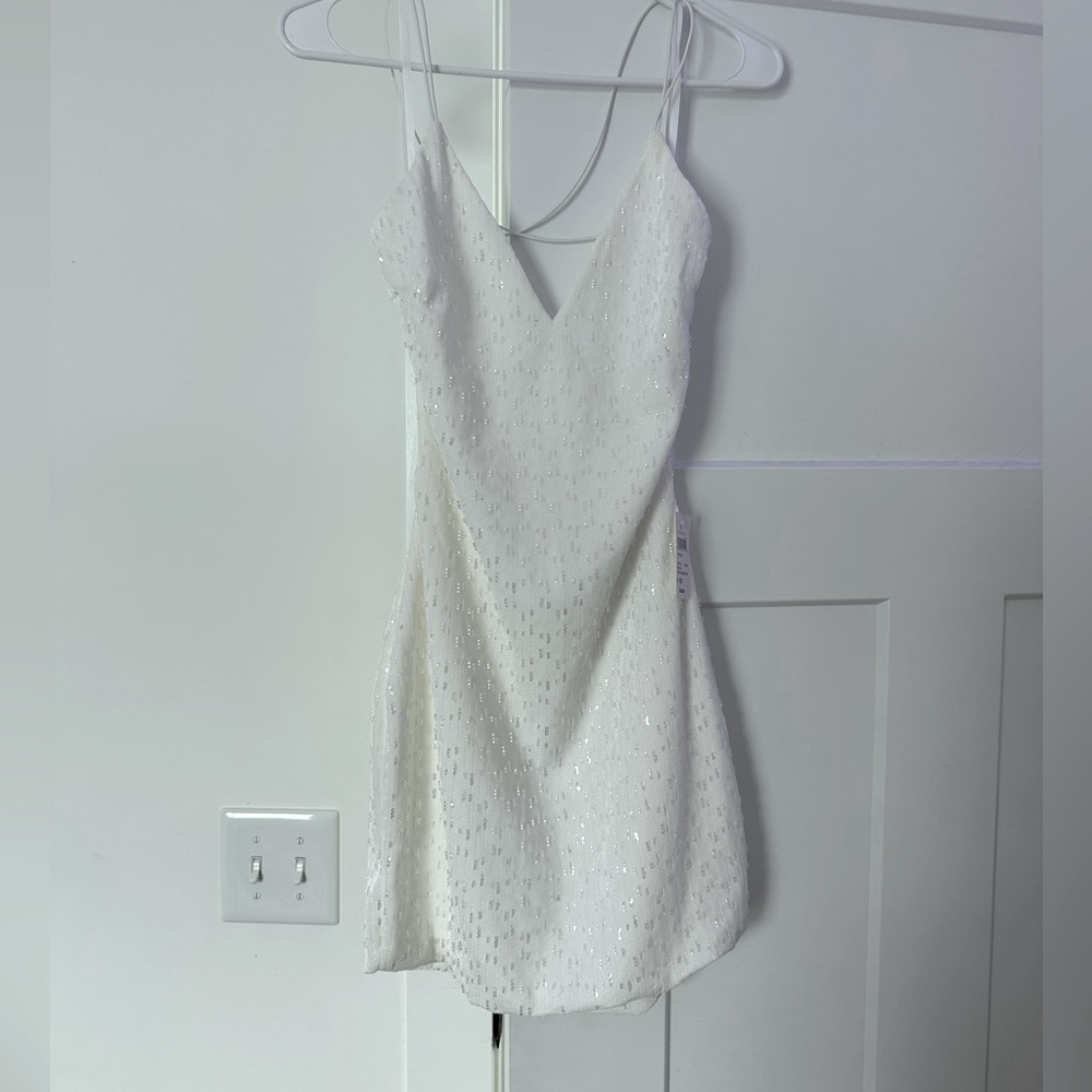 White velvet cocktail mini dress (sequenced)